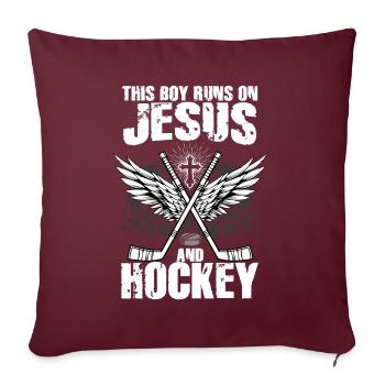 THIS BOY RUNS ON JESUS AND HOCKEY - Sofakissenbezug 45 x 45 cm - Burgunderrot - Vorne