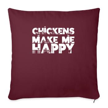 Les poulets me rendent heureux I drôle de poulet - Housse de coussin décorative 45 x 45 cm - bordeaux - Devant
