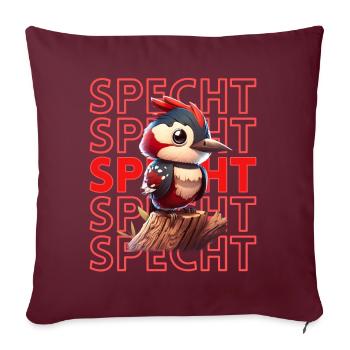 Niedlicher Specht Buntspecht Vogel Illustration - Sofakissenbezug 45 x 45 cm - Burgunderrot - Vorne