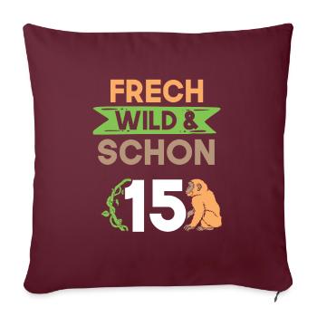 15 Jahre Geburtstag Junge Mädchen Affe - Sofakissenbezug 45 x 45 cm - Burgunderrot - Vorne
