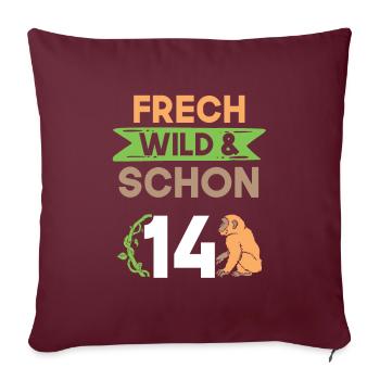 14 Jahre Geburtstag Junge Mädchen Affe - Sofakissenbezug 45 x 45 cm - Burgunderrot - Vorne