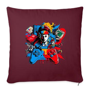 Retro Arcade Game Videospiel für Gamer - Sofakissenbezug 45 x 45 cm - Burgunderrot - Vorne