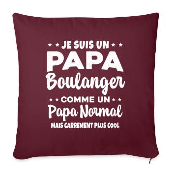 Homme Je Suis Papa Boulanger Humour Cadeau - Housse de coussin décorative 45 x 45 cm - bordeaux - Devant