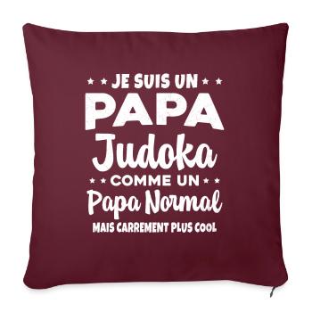 Homme Papa Judoka Humour Judo Cadeau - Housse de coussin décorative 45 x 45 cm - bordeaux - Devant