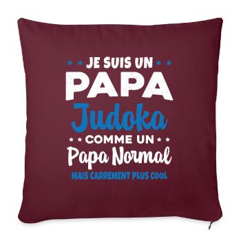 Homme Papa Judoka Humour Judo Cadeau - Housse de coussin décorative 45 x 45 cm - bordeaux - Devant