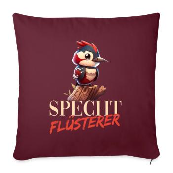 Specht Flüsterer Buntspecht Vogel - Sofakissenbezug 45 x 45 cm - Burgunderrot - Vorne