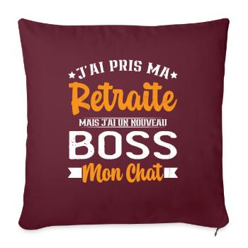 J'ai Un Nouveau Boss Mon chat Humour Cadeau - Housse de coussin décorative 45 x 45 cm - bordeaux - Devant