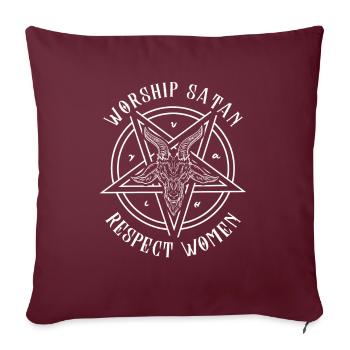 Adorer Satan Respecter les femmes Satanique Baphomet Chèvre - Housse de coussin décorative 45 x 45 cm - bordeaux - Devant