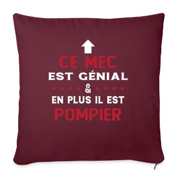 Ce mec est génial cadeau pompier humour - Housse de coussin décorative 45 x 45 cm - bordeaux - Devant