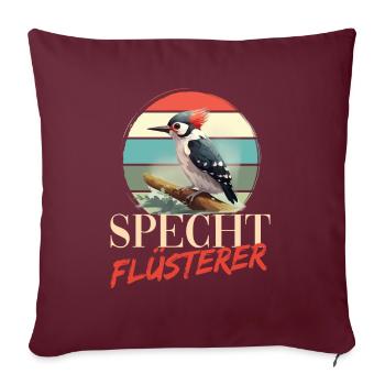 Specht Flüsterer Buntspecht Vogel - Sofakissenbezug 45 x 45 cm - Burgunderrot - Vorne