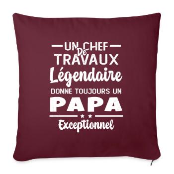 Chef de travaux légendaire drôle papa exceptionnel - Housse de coussin décorative 45 x 45 cm - bordeaux - Devant