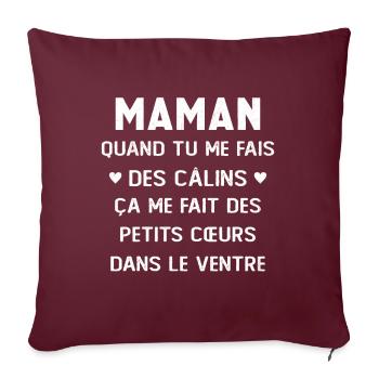 Maman Fête des Mères Humour Cadeau Amour - Housse de coussin décorative 45 x 45 cm - bordeaux - Devant