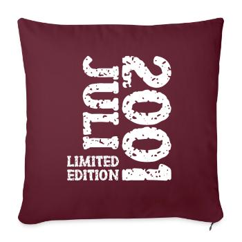2001 Juillet Édition Limitée Cadeau d’anniversaire - Housse de coussin décorative 45 x 45 cm - bordeaux - Devant