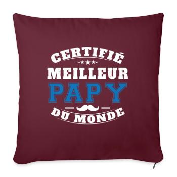 Certifié meilleur Papy du Monde Cadeau Papy - Housse de coussin décorative 45 x 45 cm - bordeaux - Devant