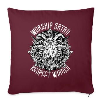 Adorer Satan Respecter les femmes Baphomet satanique - Housse de coussin décorative 45 x 45 cm - bordeaux - Devant