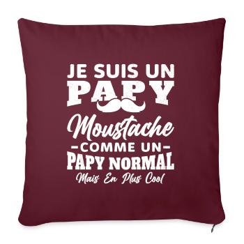 Un papy moustache comme un papy normal - Housse de coussin décorative 45 x 45 cm - bordeaux - Devant