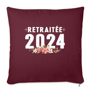 Retraitée 2024 - Housse de coussin décorative 45 x 45 cm - bordeaux - Devant