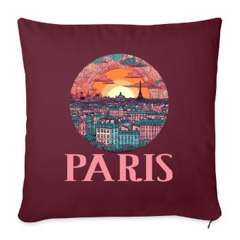 Paris Eiffelturm Bonjour Souvenirs - Sofakissenbezug 45 x 45 cm - Burgunderrot - Vorne