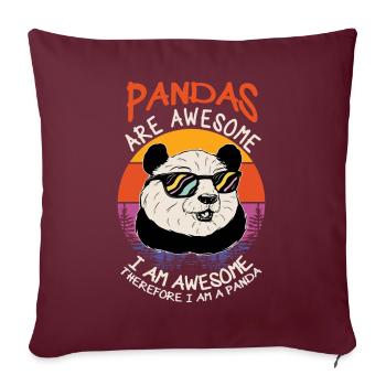 Panda Animal Lamour - Housse de coussin décorative 45 x 45 cm - bordeaux - Devant