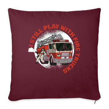 Toujours jouer Fire Trucks Fireman - Housse de coussin décorative 45 x 45 cm - bordeaux - Devant