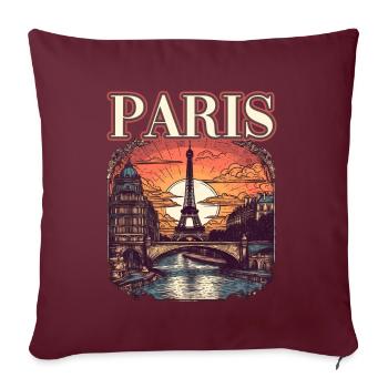 Paris Eiffelturm Bonjour Souvenirs - Sofakissenbezug 45 x 45 cm - Burgunderrot - Vorne