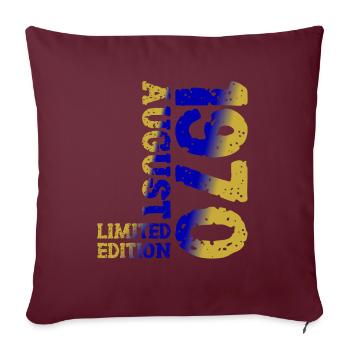1970 Août Édition Limitée 53e Tenue d’anniversaire - Housse de coussin décorative 45 x 45 cm - bordeaux - Devant