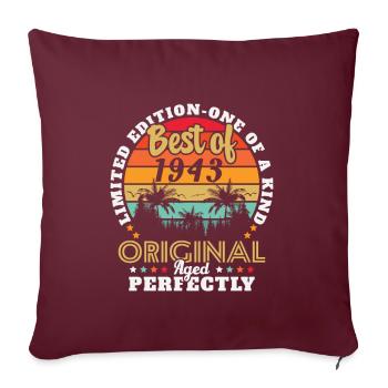 Né en 1943 Cadeau d’anniversaire 1943 - Housse de coussin décorative 45 x 45 cm - bordeaux - Devant