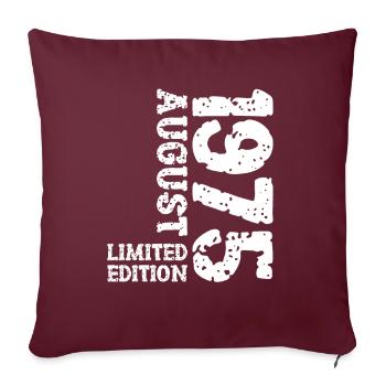 1975 August Limited Edition 48. Geburtstag Outfit - Sofakissenbezug 45 x 45 cm - Burgunderrot - Vorne