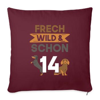 14 Jahre Geburtstag Junge Mädchen Dackel - Sofakissenbezug 45 x 45 cm - Burgunderrot - Vorne