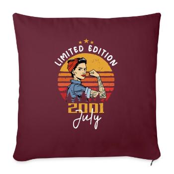 Juillet 2001 - Anniversaire en juillet 2001 Cadeau - Housse de coussin décorative 45 x 45 cm - bordeaux - Devant