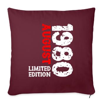 1980 Août Édition Limitée 43e Tenue d’anniversaire - Housse de coussin décorative 45 x 45 cm - bordeaux - Devant
