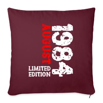 1984 Août Édition Limitée 39e Tenue d’anniversaire - Housse de coussin décorative 45 x 45 cm - bordeaux - Devant
