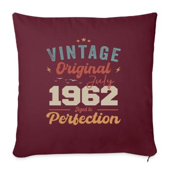 Juillet 1962 Anniversaire Juillet 1962 Original 1962 Juillet - Housse de coussin décorative 45 x 45 cm - bordeaux - Devant