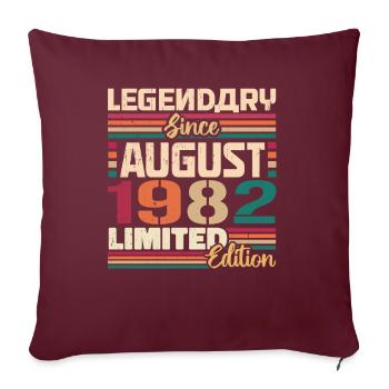 1982 Août Anniversaire Légende Août 1982 - Housse de coussin décorative 45 x 45 cm - bordeaux - Devant