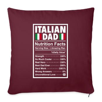 Drôle Italie Cadeau Papa Italien - Housse de coussin décorative 45 x 45 cm - bordeaux - Devant