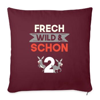 2 Jahre Geburtstag Junge Mädchen Esel - Sofakissenbezug 45 x 45 cm - Burgunderrot - Vorne