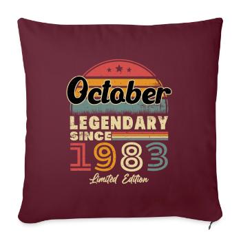 Vintage Retro Oktober 1983 Geburtstagsgeschenk - Sofakissenbezug 45 x 45 cm - Burgunderrot - Vorne