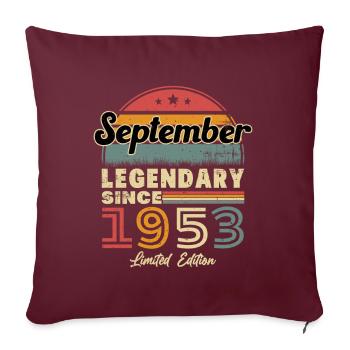 Vintage Nées En Septembre 1953 Cadeau - Housse de coussin décorative 45 x 45 cm - bordeaux - Devant