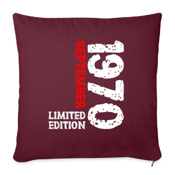 1970 Septembre Édition Limitée 53e Décoration Anniversaire - Housse de coussin décorative 45 x 45 cm - bordeaux - Devant