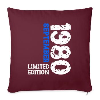 1980 Septembre Édition Limitée 43e Décoration Anniversaire - Housse de coussin décorative 45 x 45 cm - bordeaux - Devant