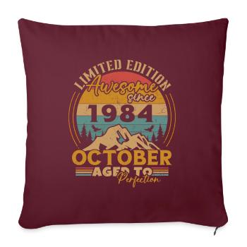 Original Oktober 1984 Jahrgang Jubiläum 1984 - Sofakissenbezug 45 x 45 cm - Burgunderrot - Vorne