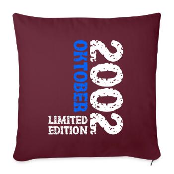 2002 Oktober Limited Edition 21. Geburtstag Deko - Sofakissenbezug 45 x 45 cm - Burgunderrot - Vorne