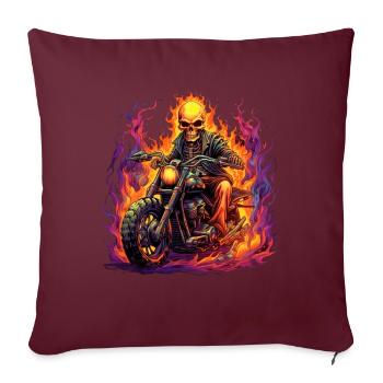 Feuer Flammen Motorcycle Motorradfahrer Gespenst - Sofakissenbezug 45 x 45 cm - Burgunderrot - Vorne