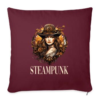 Steampunk Frau für einen Steampunk Liebhaber - Sofakissenbezug 45 x 45 cm - Burgunderrot - Vorne