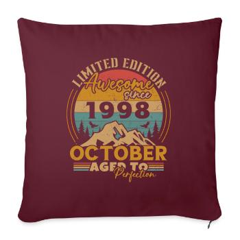 Original octobre 1998 vintage anniversaire 1998 - Housse de coussin décorative 45 x 45 cm - bordeaux - Devant