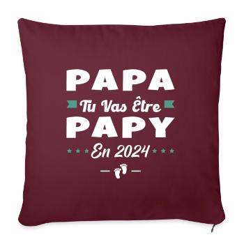 Futur Grand Père Papa Tu Vas Être Papy 2024 - Housse de coussin décorative 45 x 45 cm - bordeaux - Devant