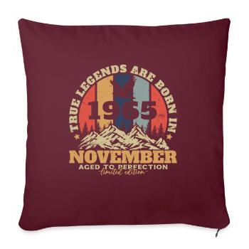 Cadeau d'anniversaire, Vintage né en novembre 1965 - Housse de coussin décorative 45 x 45 cm - bordeaux - Devant