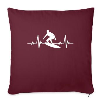 Surf, Hommes, Rythme cardiaque, Sports, ECG, Surf - Housse de coussin décorative 45 x 45 cm - bordeaux - Devant