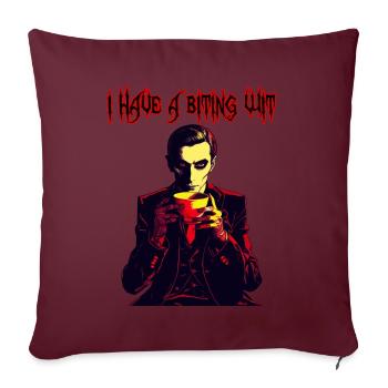 Mordant l’ Vampire rinçant le café - Housse de coussin décorative 45 x 45 cm - bordeaux - Devant