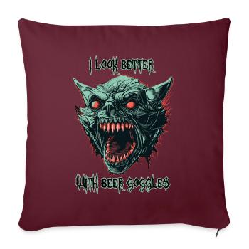 Lunettes de bière de goule démoniaque - Housse de coussin décorative 45 x 45 cm - bordeaux - Devant